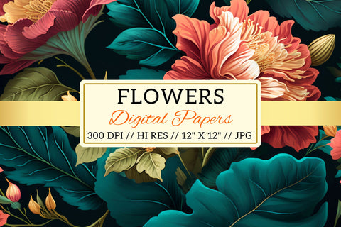 black and white seamless pattern, background with flowers Digital Pattern FloridPrintables 