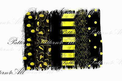 Black and Yellow Stripe Polka Dot Brush Stroke Background PNG,Black & Yellow Team Color,Transfer Digital Print,Printable Clip Art,Hand Drawn Sublimation ArtStudio 