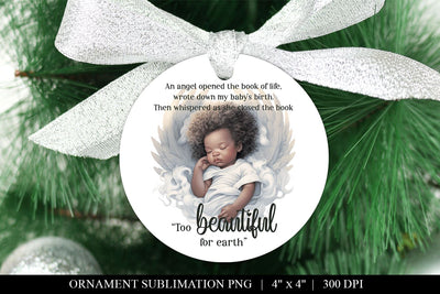 Black Angel Baby Ornament PNG - Too Beautiful For Earth Sublimation BijouBay 