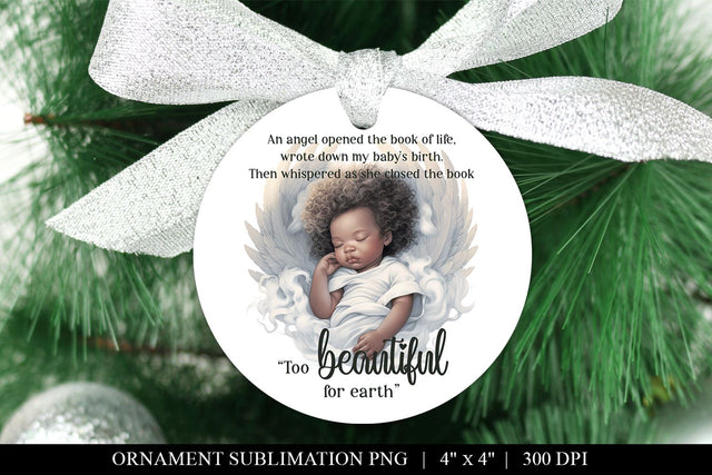Black Angel Baby Ornament PNG - Too Beautiful For Earth Sublimation BijouBay 