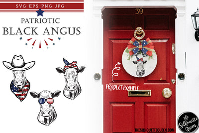 Black Angus Cow Patriotic Cut files and Sublimation SVG Loveleen Kaur 