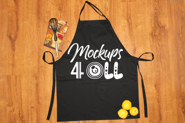 Black Apron Mockup, Baking Mockup, Blank Apron Mock Up, Kitchen Apron, Flatlay,Yellow Apple, Styled Apron Template, Product Jpeg Download Mock Up Photo ArtStudio 