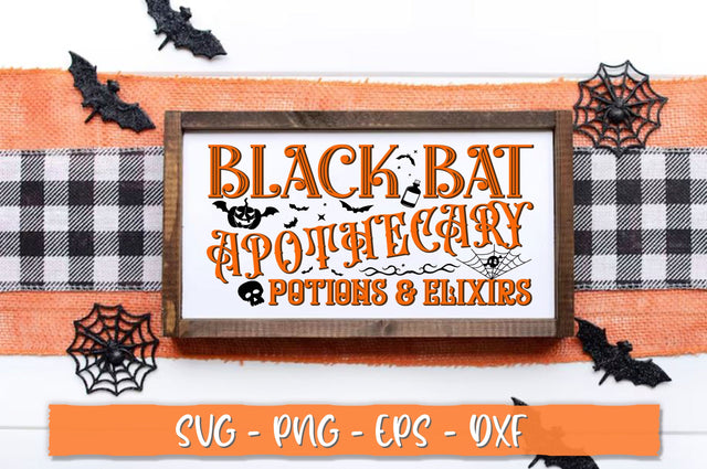 Black bat apothecary potions & elixirs Sign SVG SVG Shetara Begum 