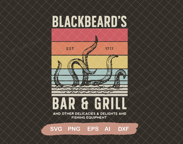 Black Beard's Bar and Grill svg, Our Flag Means Death Est 1717 svg, LGBT svg,Svg File for Cricut, Ai, Png, Dxf. Eps SVG DiamondDesign 