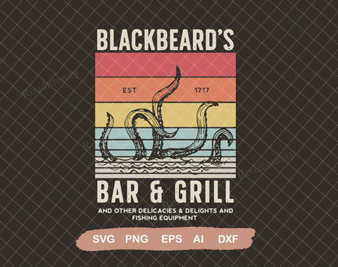 Black Beard's Bar and Grill svg, Our Flag Means Death Est 1717 svg, LGBT svg,Svg File for Cricut, Ai, Png, Dxf. Eps SVG DiamondDesign 