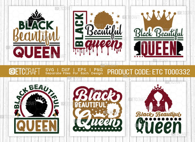 Black Beautiful Queen SVG Bundle, Black Woman Svg, Black Queen Svg, Afro Lady Svg, Black History Svg, African American Svg, Beautiful Queen, Afro Quote, ETC T00332 SVG ETC Craft 