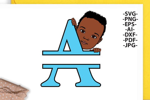 Black boy Svg Letter A, Alphabet name Svg, Birthday Letters SVg, Peeking boy svg, Split alphabet Svg, Split letter Svg, Monogram name Svg, Little black boy Svg, Afro Boy Svg SVG 1uniqueminute 