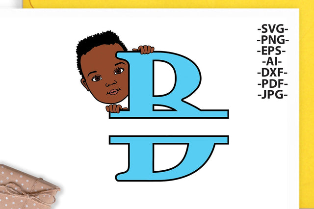 Black boy Svg Letter B, Alphabet name Svg, Birthday Letters SVg, Peeking boy svg, Split alphabet Svg, Split letter Svg, Monogram name Svg, Little black boy Svg, Afro Boy Svg SVG 1uniqueminute 