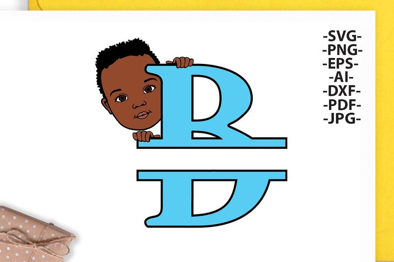 Black boy Svg Letter B, Alphabet name Svg, Birthday Letters SVg, Peeking boy svg, Split alphabet Svg, Split letter Svg, Monogram name Svg, Little black boy Svg, Afro Boy Svg SVG 1uniqueminute 