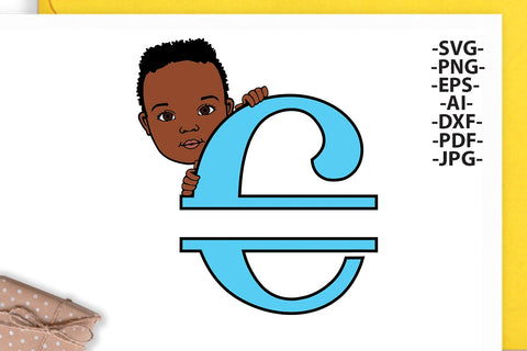 Black boy Svg Letter C, Alphabet name Svg, Birthday Letters SVg, Peeking boy svg, Split alphabet Svg, Split letter Svg, Monogram name Svg, Little black boy Svg, Afro Boy Svg SVG 1uniqueminute 