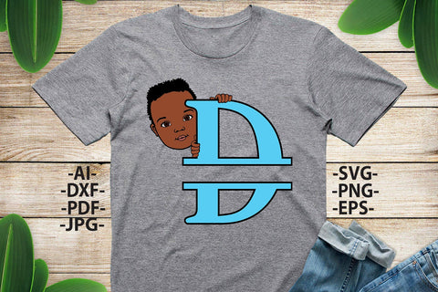 Black boy Svg Letter D, Alphabet name Svg, Birthday Letters SVg, Peeking boy svg, Split alphabet Svg, Split letter Svg, Monogram name Svg, Little black boy Svg, Afro Boy Svg SVG 1uniqueminute 