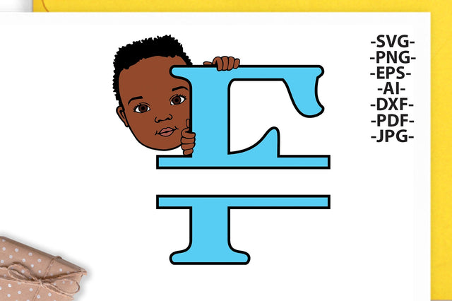 Black boy Svg Letter F, Alphabet name Svg, Birthday Letters SVg, Peeking boy svg, Split alphabet Svg, Split letter Svg, Monogram name Svg, Little black boy Svg, Afro Boy Svg SVG 1uniqueminute 