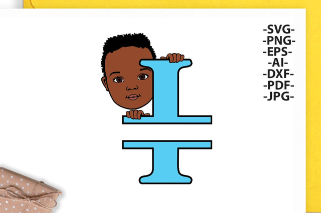 Black boy Svg Letter I, Alphabet name Svg, Birthday Letters SVg, Peeking boy svg, Split alphabet Svg, Split letter Svg, Monogram name Svg, Little black boy Svg, Afro Boy Svg SVG 1uniqueminute 