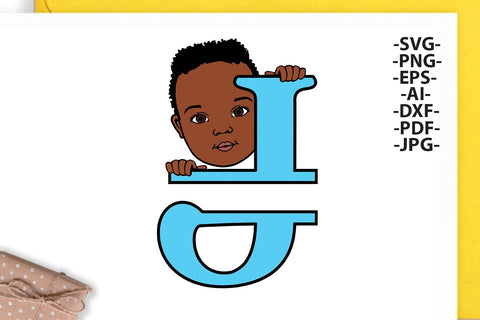 Black boy Svg Letter J, Alphabet name Svg, Birthday Letters SVg, Peeking boy svg, Split alphabet Svg, Split letter Svg, Monogram name Svg, Little black boy Svg, Afro Boy Svg SVG 1uniqueminute 