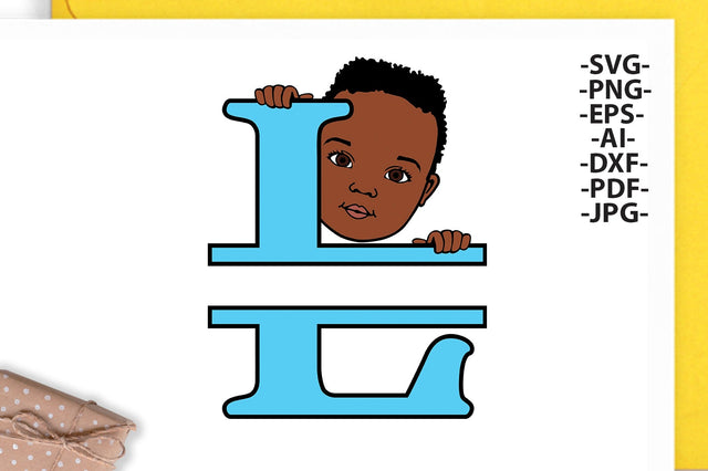 Black boy Svg Letter L, Alphabet name Svg, Birthday Letters SVg, Peeking boy svg, Split alphabet Svg, Split letter Svg, Monogram name Svg, Little black boy Svg, Afro Boy Svg SVG 1uniqueminute 