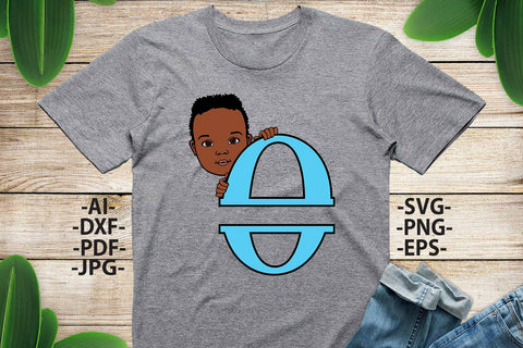 Black boy Svg Letter O, Alphabet name Svg, Birthday Letters SVg, Peeking boy svg, Split alphabet Svg, Split letter Svg, Monogram name Svg, Little black boy Svg, Afro Boy Svg SVG 1uniqueminute 