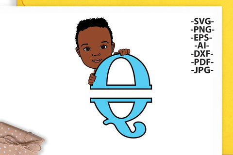 Black boy Svg Letter Q, Alphabet name Svg, Birthday Letters SVg, Peeking boy svg, Split alphabet Svg, Split letter Svg, Monogram name Svg, Little black boy Svg, Afro Boy Svg SVG 1uniqueminute 