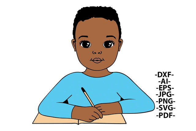 Black Boy Svg, Writing Book Svg, School, Boy Learning Clipart, Peekaboo Boy Svg, Black Boy Matter, Afro Boy Svg, Afro Kid Svg, Svg Cut Files SVG 1uniqueminute 