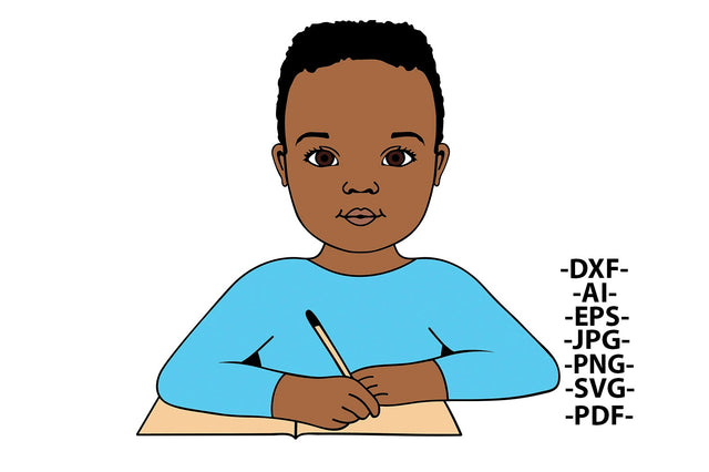 Black Boy Svg, Writing Book Svg, School, Boy Learning Clipart, Peekaboo Boy Svg, Black Boy Matter, Afro Boy Svg, Afro Kid Svg, Svg Cut Files SVG 1uniqueminute 