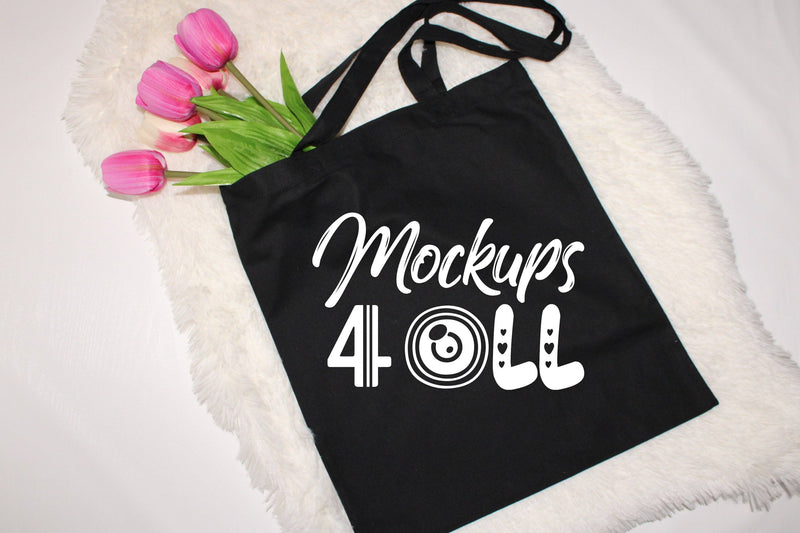 Black Canvas Tote Bag, Tote Mockup, Canvas Bag Mockup, Mockup, Template, Mock Up, Bag Mockup, Flat Lay, Bag Edge Canvas Tote, Svg Mock Up Mock Up Photo ArtStudio 
