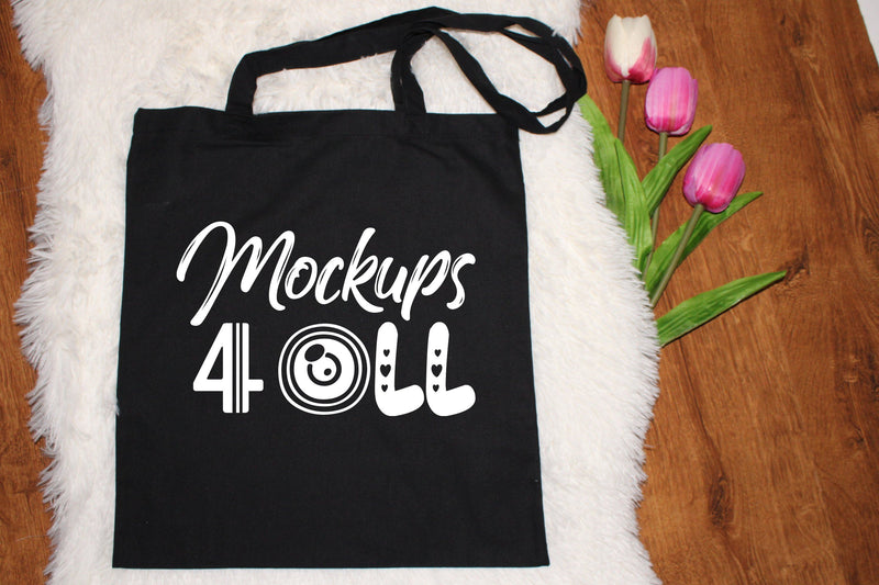 Black Canvas Tote Bag, Tote Mockup, Canvas Bag Mockup, Mockup, Template, Mock Up, Bag Mockup, Flat Lay, Bag Edge Canvas Tote, Svg Mock Up Mock Up Photo ArtStudio 