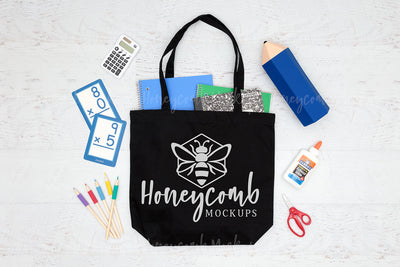 Black Canvas Tote Mockup, Teacher Tote Mockup, School Tote Mockup, EC8000 Black Canvas Tote Mockup, JPEG Craft Mockup Mock Up Photo Honeycomb Mockups 