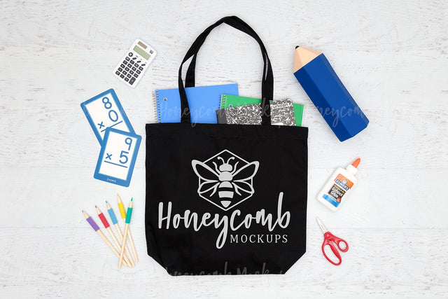 Black Canvas Tote Mockup, Teacher Tote Mockup, School Tote Mockup, EC8000 Black Canvas Tote Mockup, JPEG Craft Mockup Mock Up Photo Honeycomb Mockups 