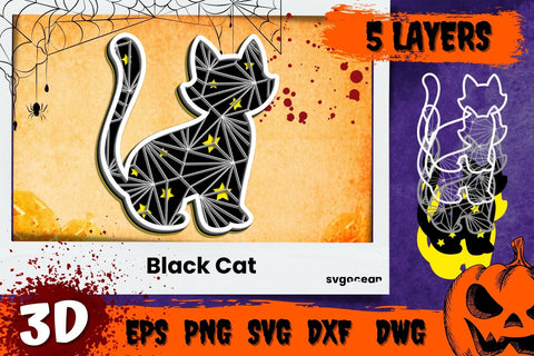 Black Cat 3D SVG SVG SvgOcean 