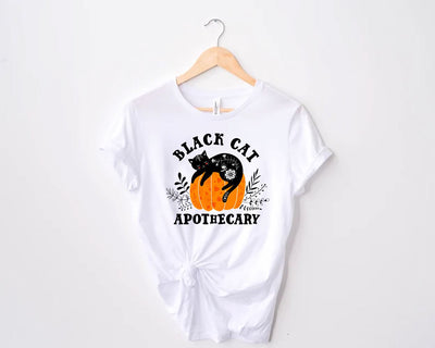Black Cat Apothecary Retro Sublimations Designs Downloads, Black Cat Halloween Apothecary Shirt, Cat Pumpkin Spooky PNG Sublimation sassyprint 