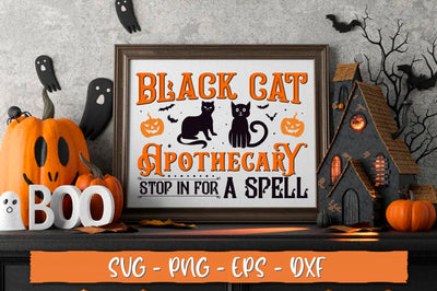 Black cat apothecary stop in for a spell Sign SVG SVG Shetara Begum 