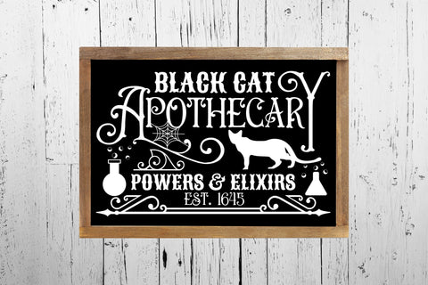 Black Cat Apothecary | Vintage Halloween Sign SVG SVG CraftLabSVG 