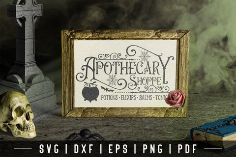 Black Cat Apothecary, Vintage Halloween Sign SVG SVG CraftLabSVG 