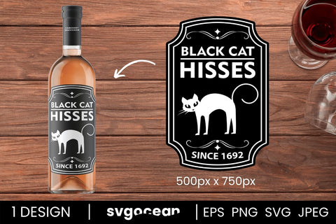 Black Cat Bottle Labels Svg SVG SvgOcean 