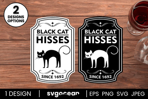Black Cat Bottle Labels Svg SVG SvgOcean 