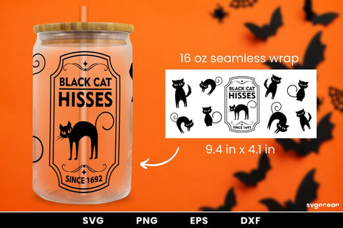 Black Cat Can Glass SVG SVG SvgOcean 
