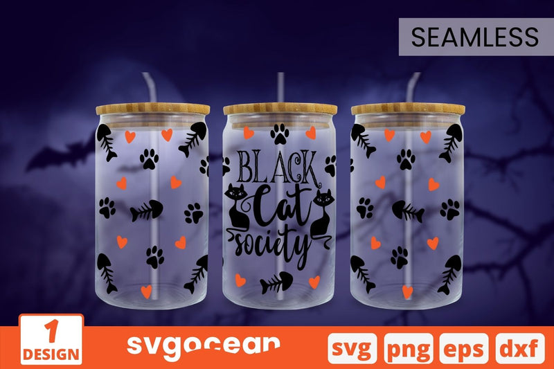 Black Cat Can Glass Wrap SVG SVG SvgOcean 