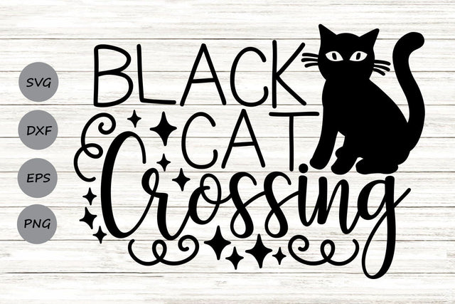 Black Cat Crossing| Halloween SVG Cutting Files. SVG CosmosFineArt 