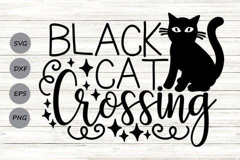 Black Cat Crossing| Halloween SVG Cutting Files. SVG CosmosFineArt 