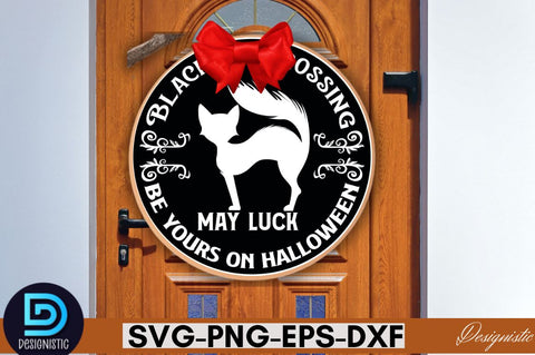 Black cat crossing may luck be yours on halloween SVG SVG DESIGNISTIC 