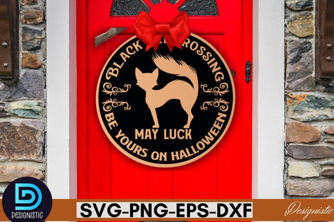 Black cat crossing may luck be yours on halloween SVG SVG DESIGNISTIC 