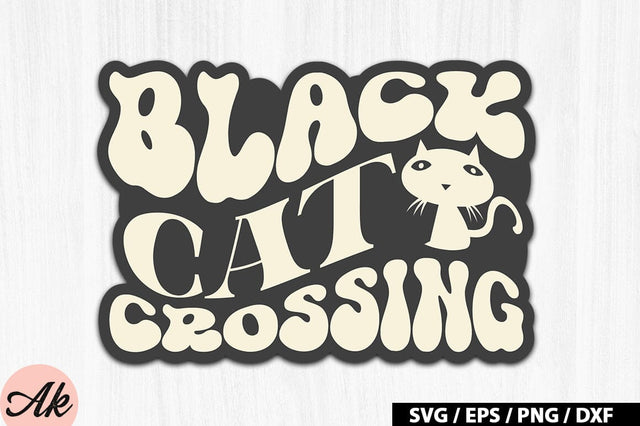 Black cat crossing Retro Stickers SVG akazaddesign 