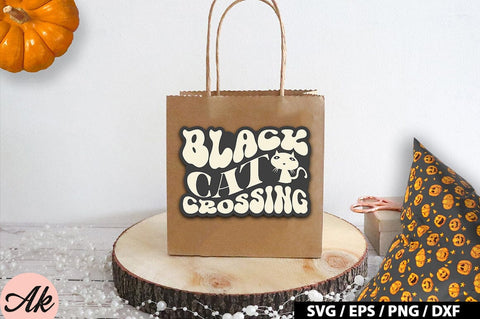 Black cat crossing Retro Stickers SVG akazaddesign 