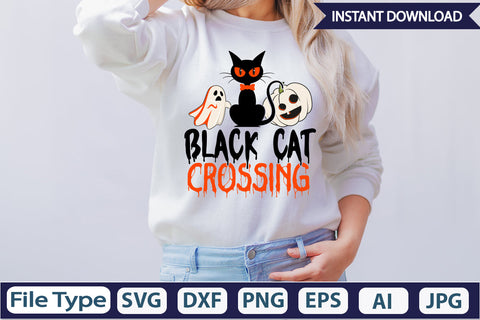 Black Cat Crossing SVG Cut File SVGs,Quotes and Sayings,Food & Drink,On Sale, Print & Cut SVG DesignPlante 503 