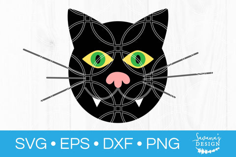 Black Cat Face SVG SVG SavanasDesign 