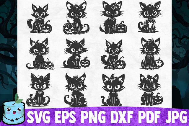 Black Cat Halloween Bundle SVG MintyMarshmallows 