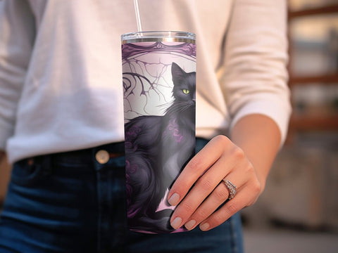 Black Cat Halloween Tumbler wrap Sublimation Luvleigh Digitals 