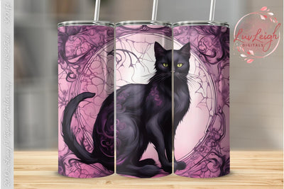 Black Cat Halloween Tumbler wrap Sublimation Luvleigh Digitals 