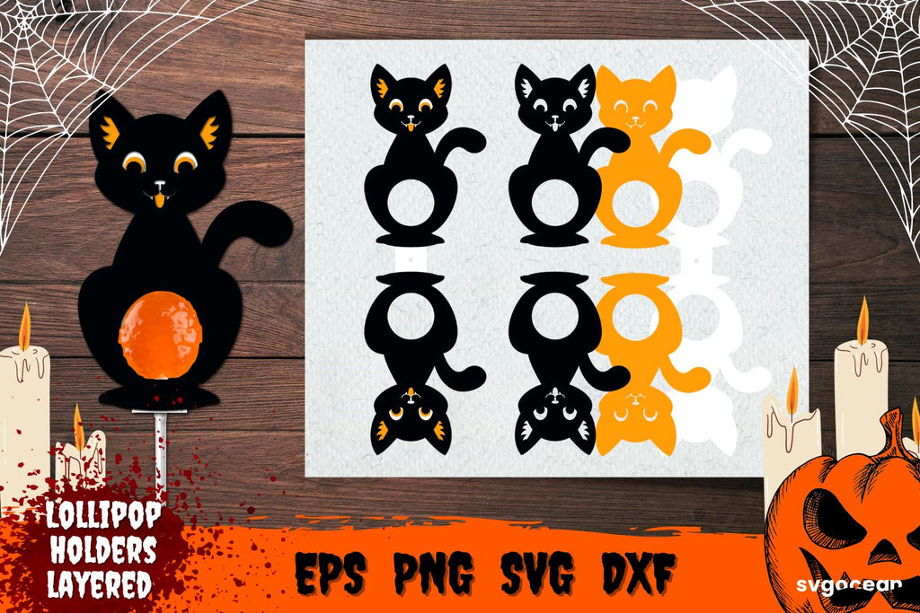 Black Cat Lollipop Holders | Candy Holders | Svg Bundle | Cut File - So ...