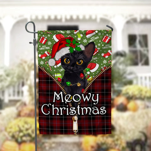 Black Cat Meowy Christmas Garden Flag 12x18 Garden Flag Sublimation Design Download PNG File Instant Download Sublimation CaldwellArt 