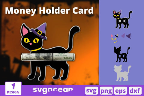 Black Cat Money Holder Card Svg SVG SvgOcean 